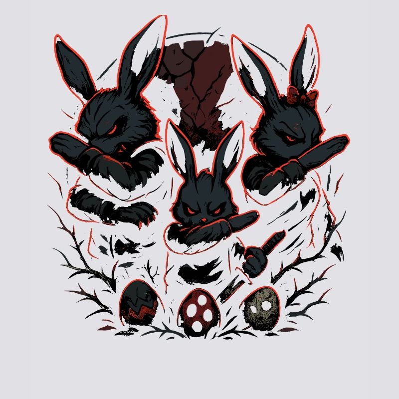 evil Easter bunny dabbing, dark Easter gang