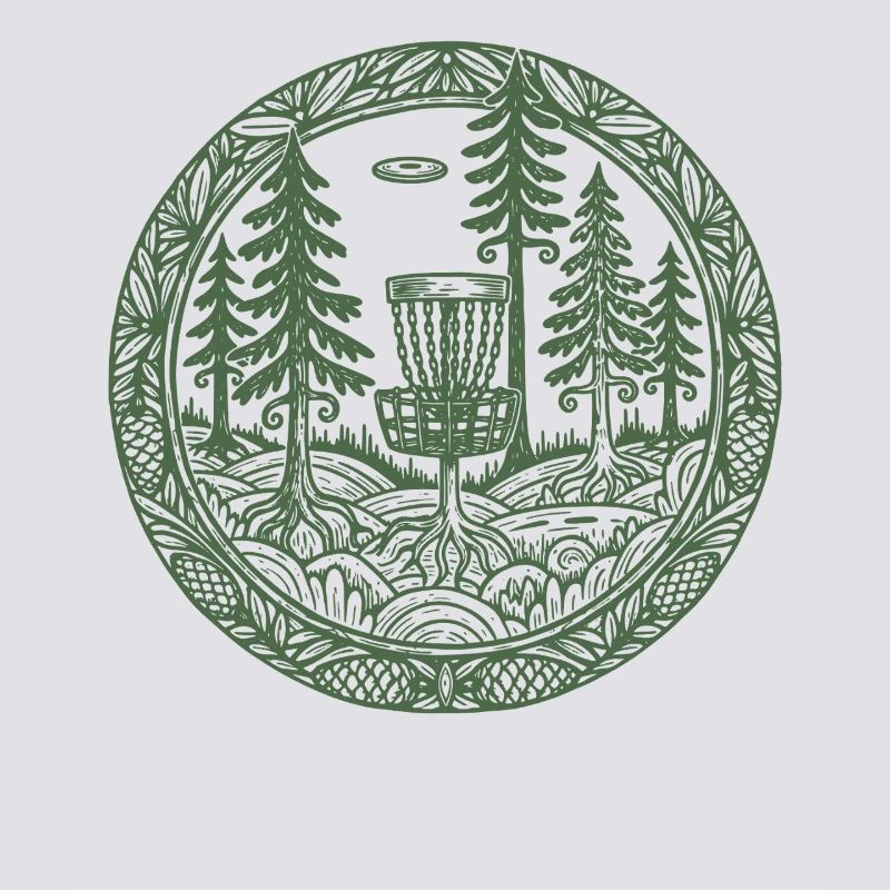 Forest Disc Golf Basket Flying Disc Course Scene