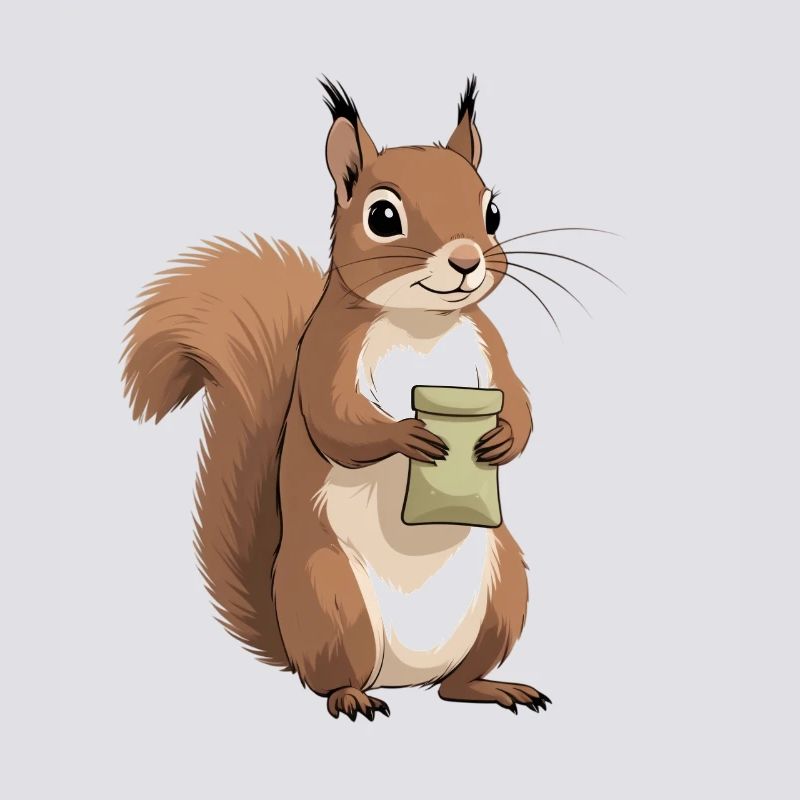 Eichhörnchen mit Beutel