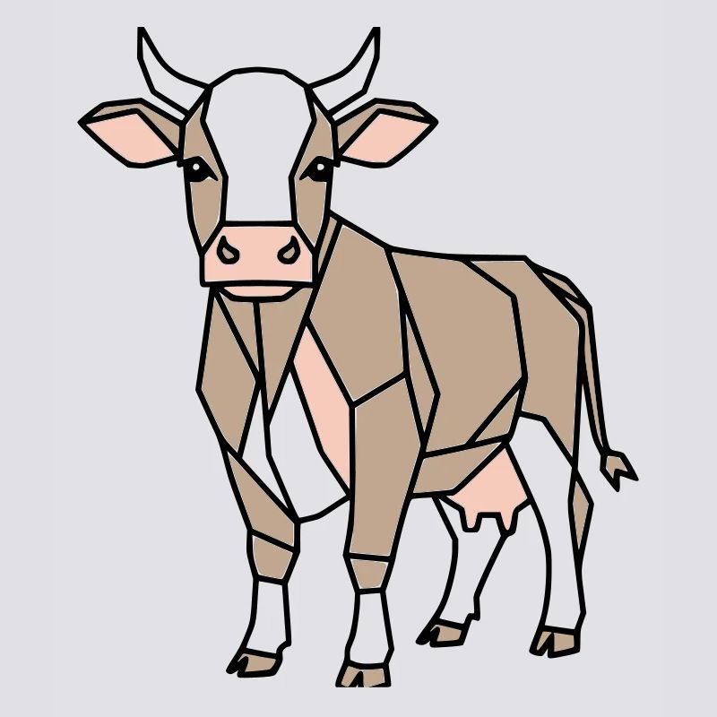 Geometric Cow Low Poly Modern
