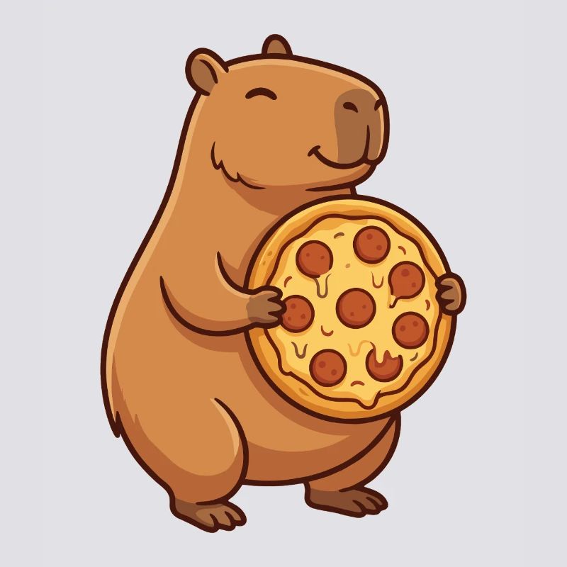 Capybara mit Pizza 