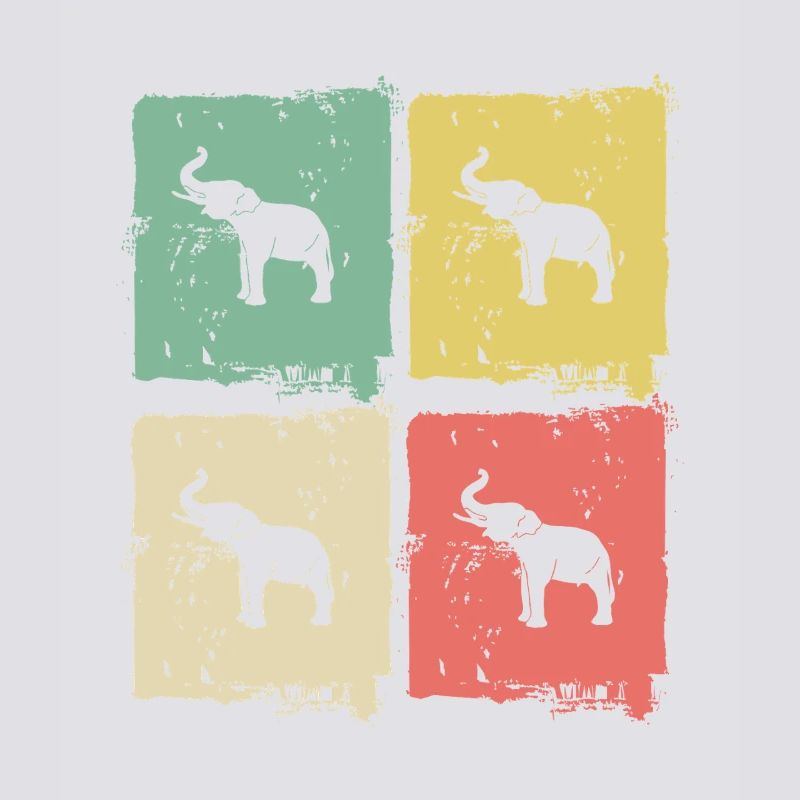 Elephant Quadri Pastel Pattern
