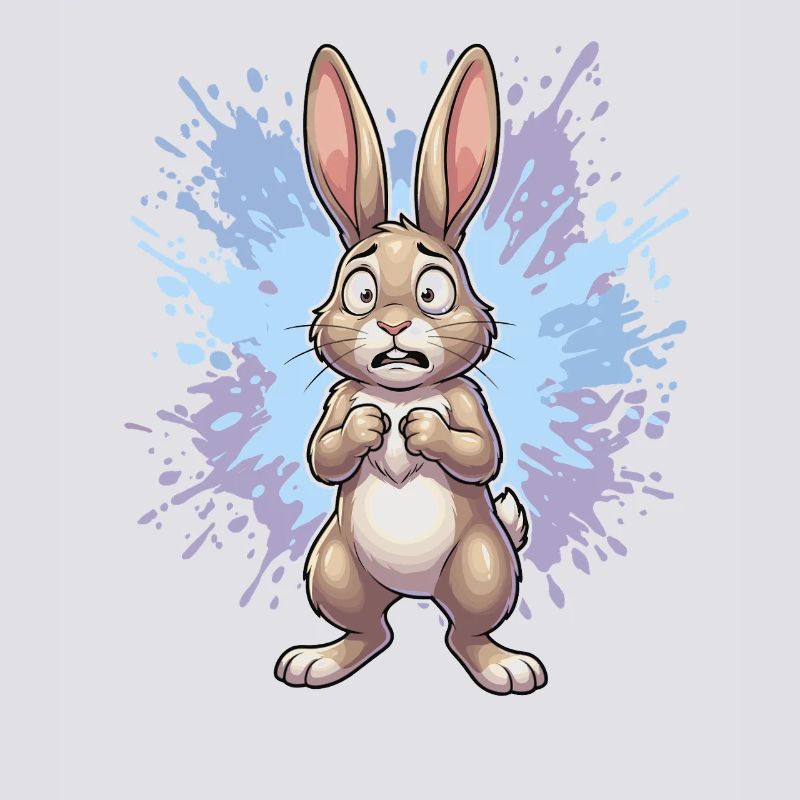 Distraught rabbit with paint splash