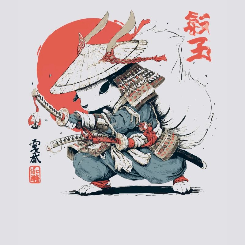 Samurai-Eichhörnchen, japanischer Krieger, Ukiyo-e-Stil Su