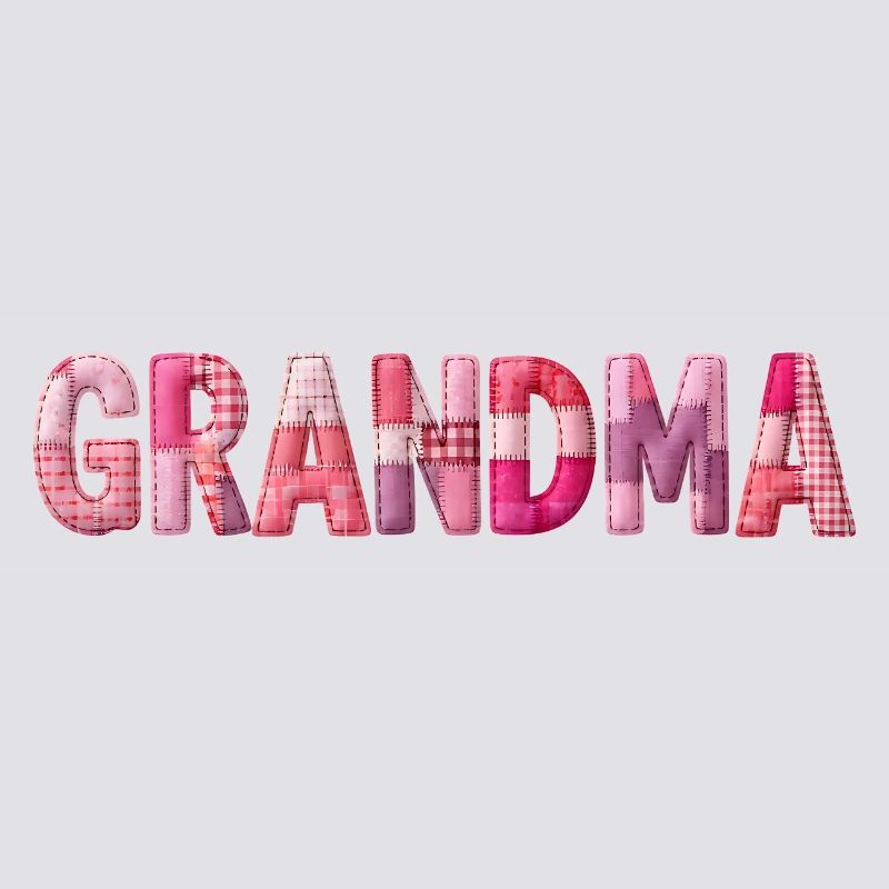 Grandmother Pink Plaid Letters Patchwork