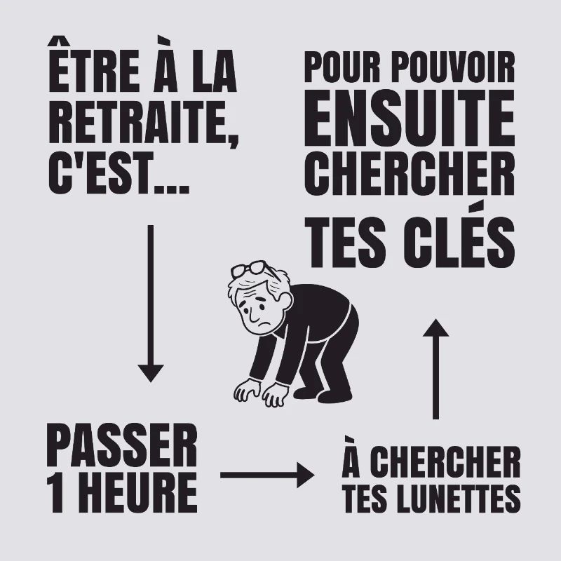 Im Ruhestand mit oder ohne Brille (schwarzer Text)