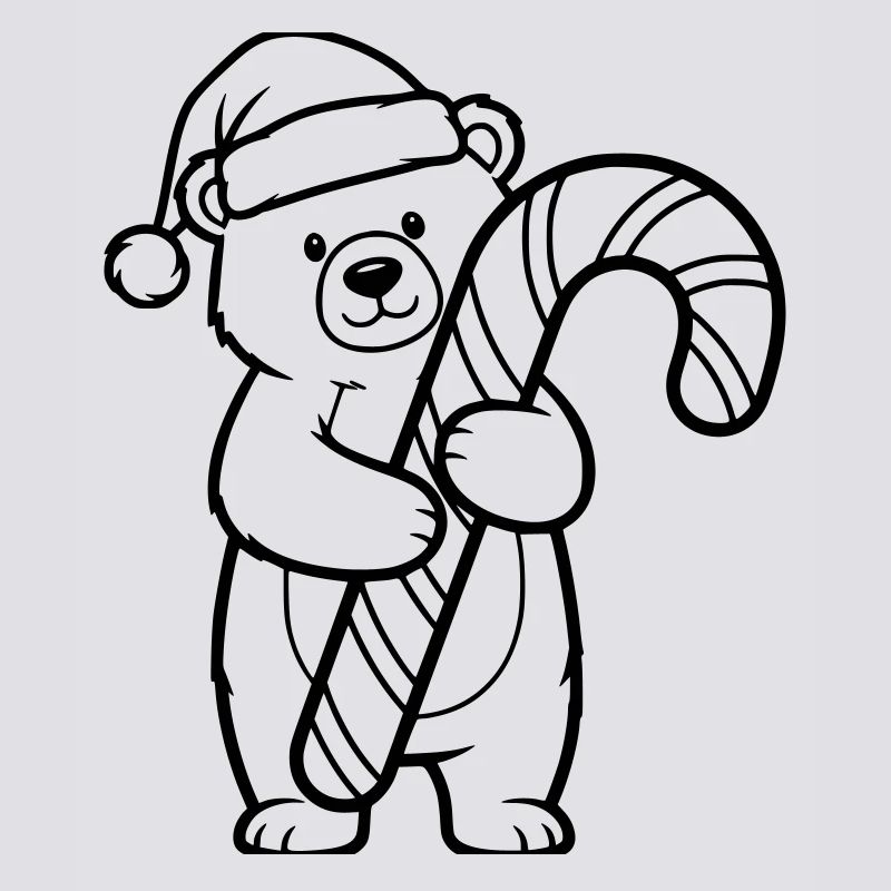 Petit ours de Noël mignon avec une canne d’orge d’orge