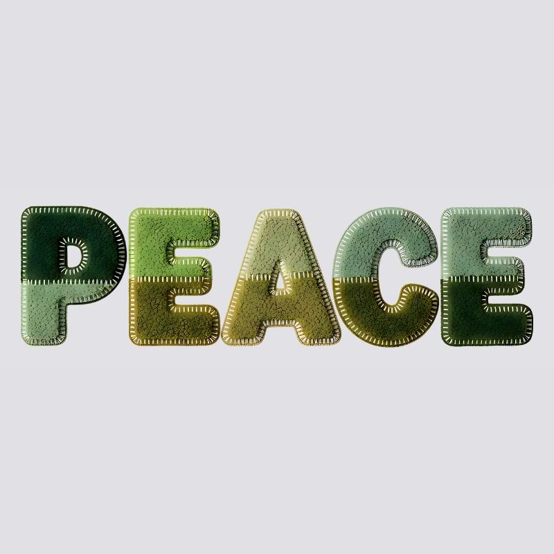 Peace Lettering Patchwork Look 70s Style