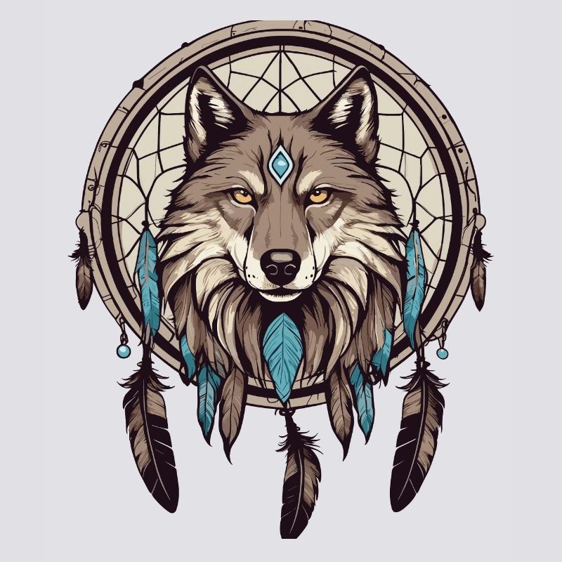 Dream catcher with wolf
