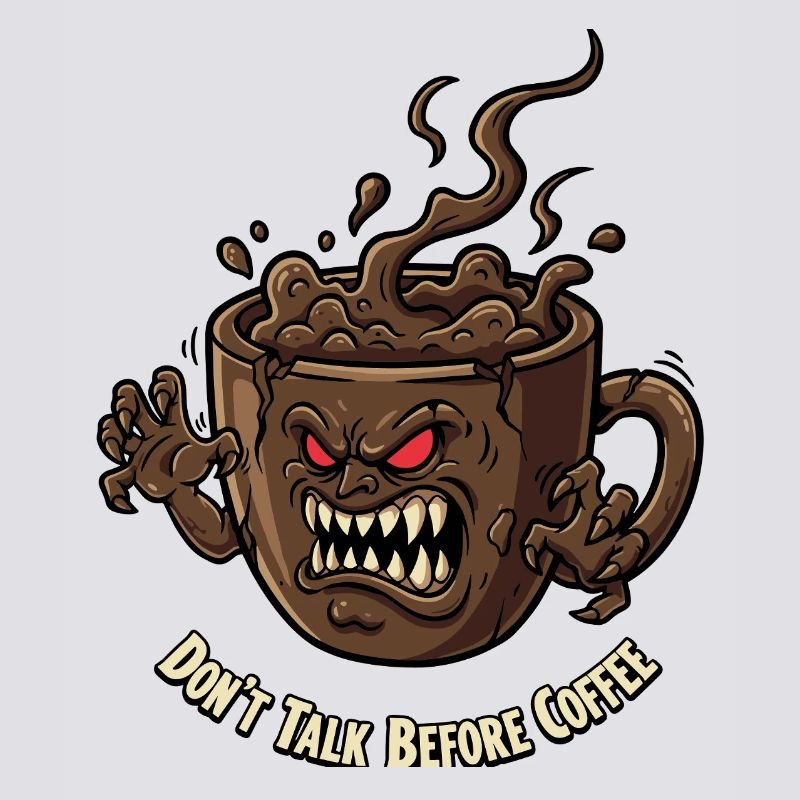 Angry coffee cup before coffee
