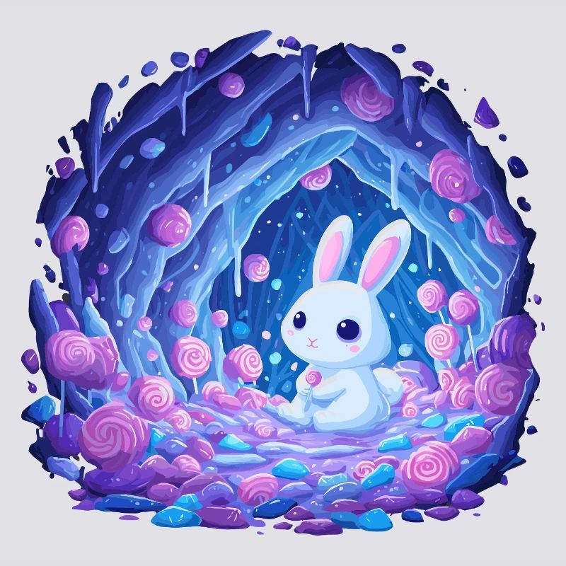 Moonlight Rabbit in the Rose Forest