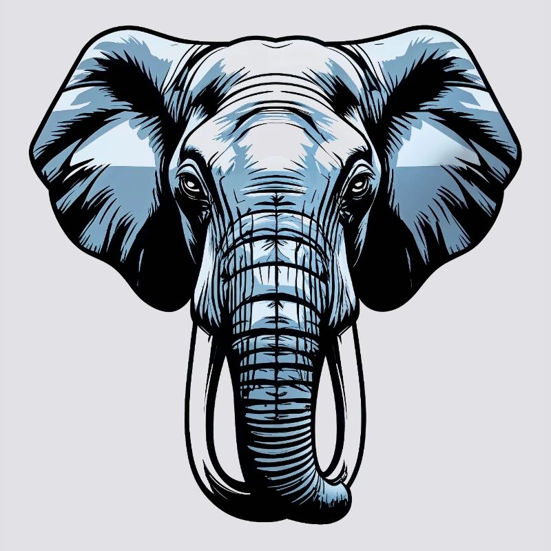 Blue Elephant Head Vector