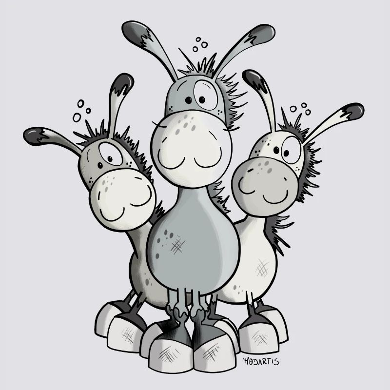 Three Cute Donkeys