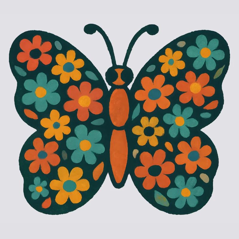 Jeu de couleurs Fleur Papillon