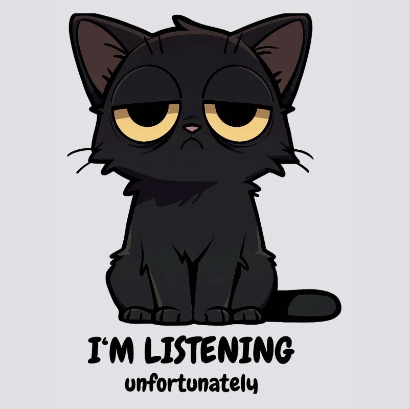 Grumpy Black Cat | Zero Buck Cats Motif