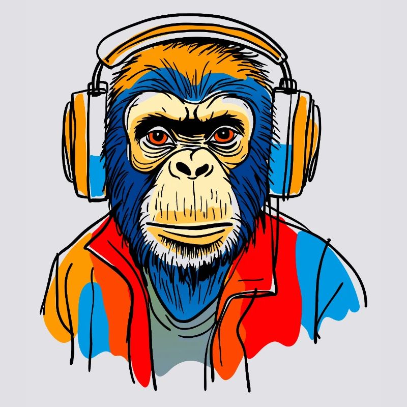 Monkey with headphones