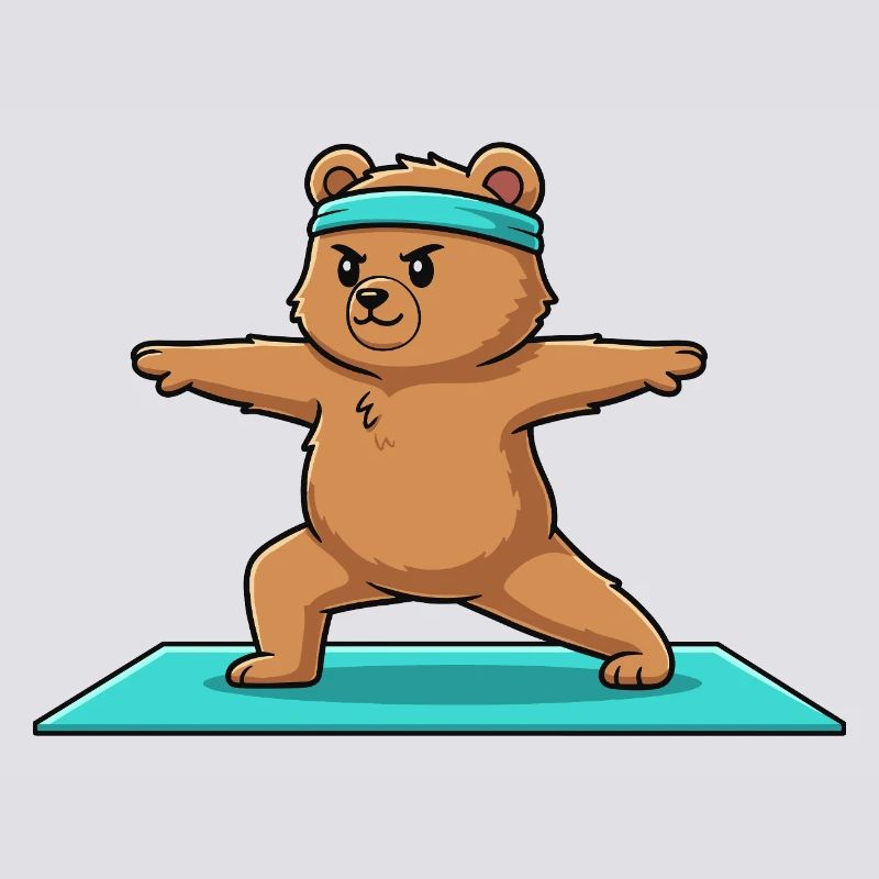 Yoga Bear Doing Warrior Pose