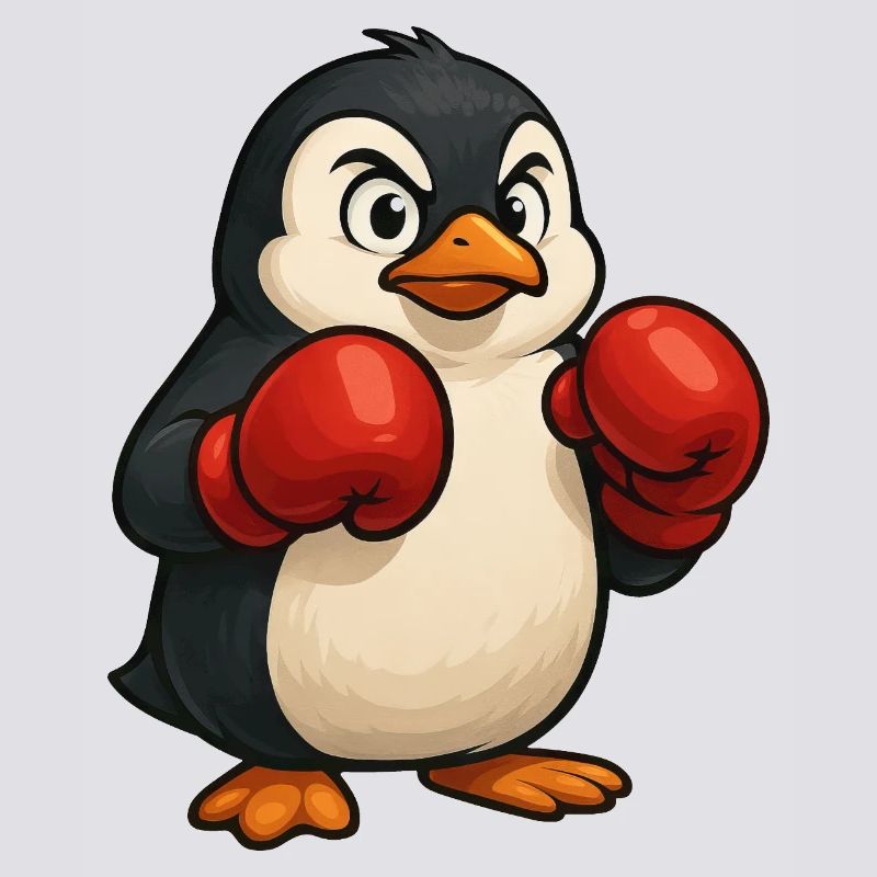 Cool pingouin boxer se bat dans la conception de dessin animé