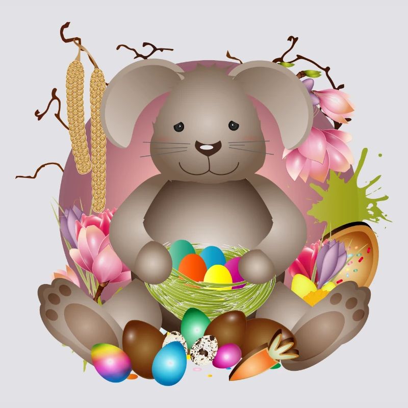 small Easter with Easter nest full of Easter eggs