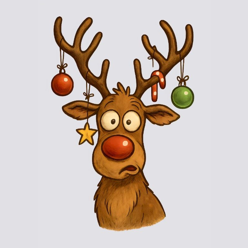 Reh mit Weihnachtskugeln