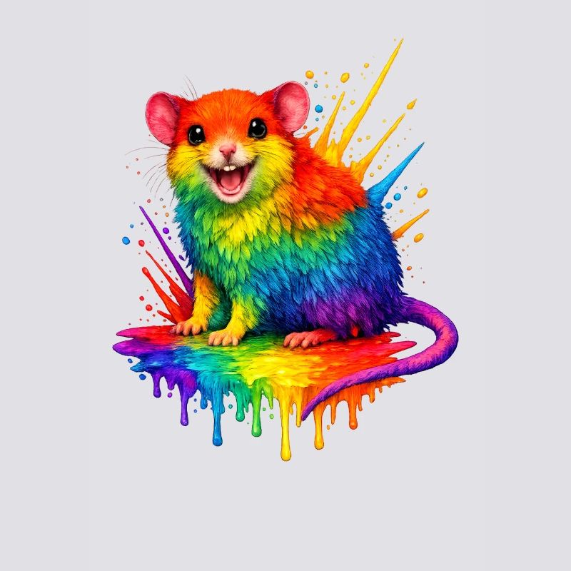 Rainbow mouse in paint splash