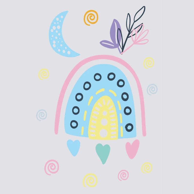 Pastellfarbener Regenbogen-Doodle-Bogen