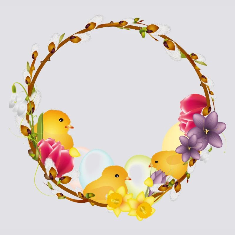 Spring wreath with chick Easter and spring motif