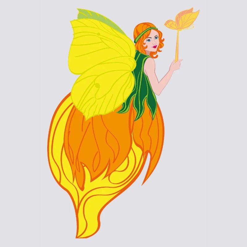 Conception féerique avec des ailes de fleur et du feu