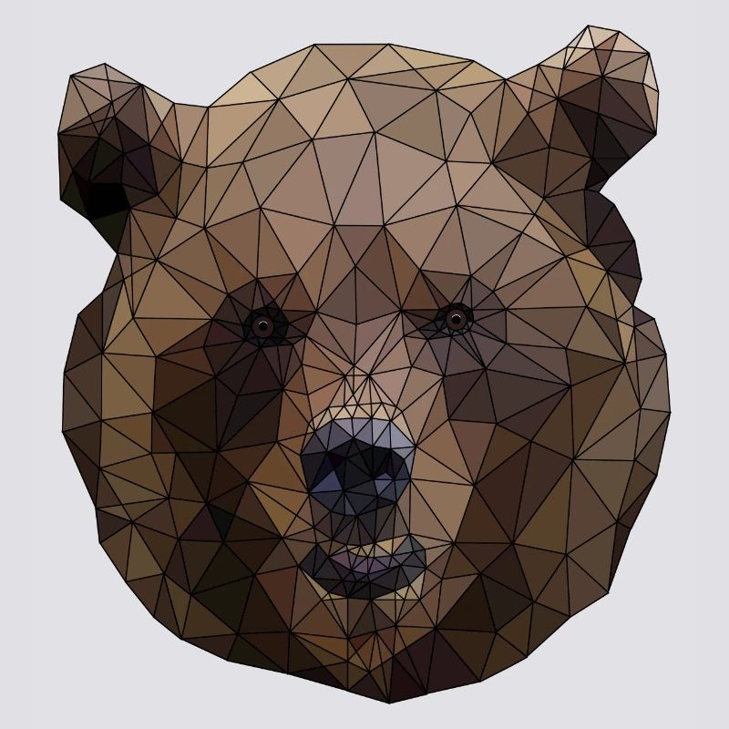 Polygonal Brown Bear Triangular Low Poly Art