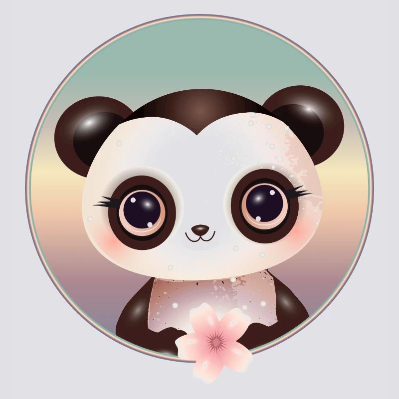 Cute panda bear with a cherry blossom
