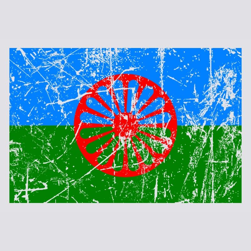 drapeau du peuple romani ou styago le romengo