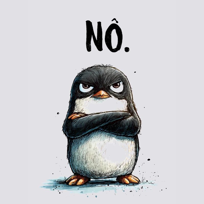 Grumpy Penguin Nope Statement Motif