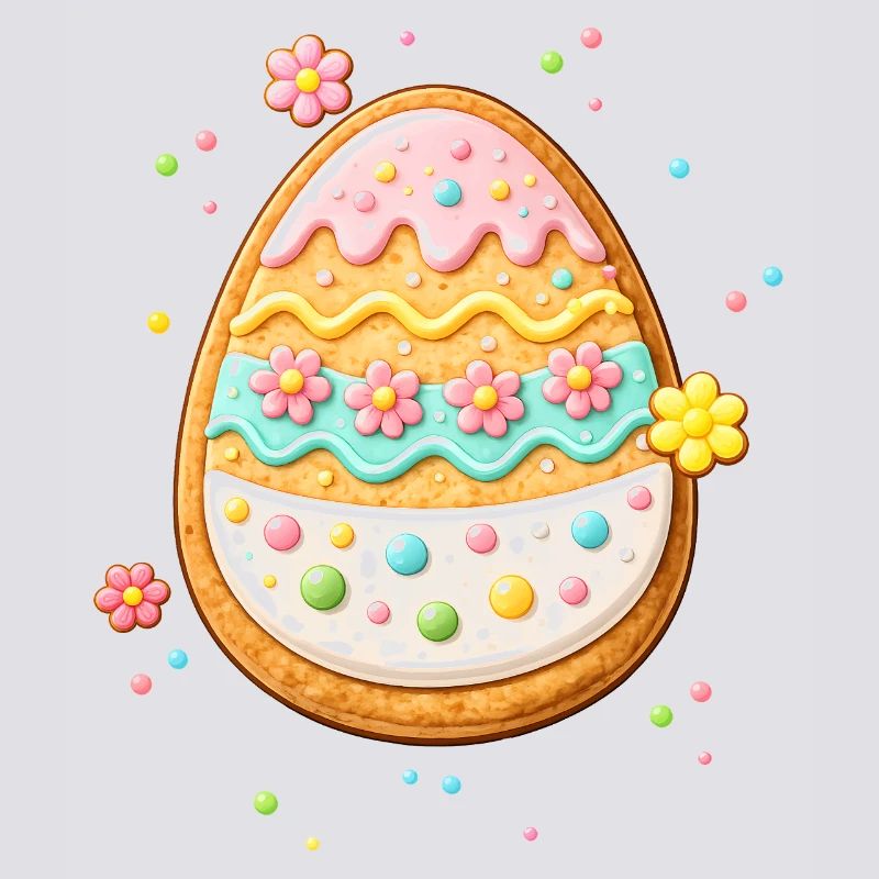 Decorated Easter egg as a cookie with colorful frosting