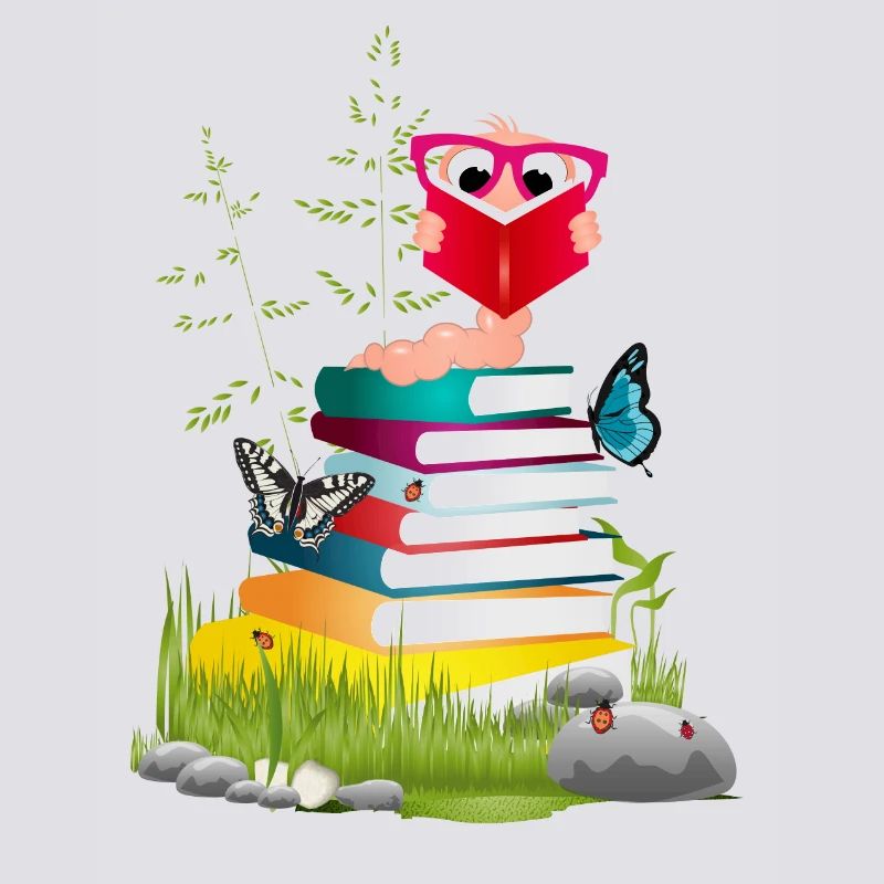 Knowledge-thirsty bookworm while reading a book