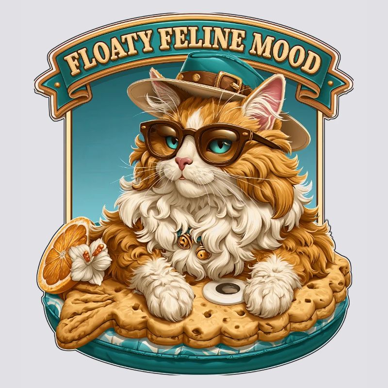 Floaty Feline Mood Cool Cat on Summer Pool Float