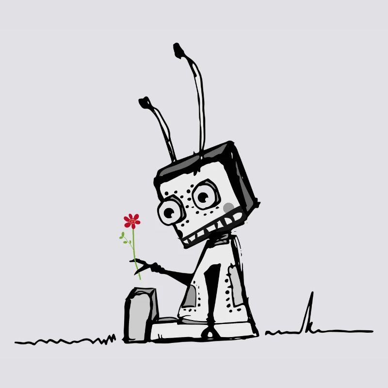 Roboter mit einer Blume