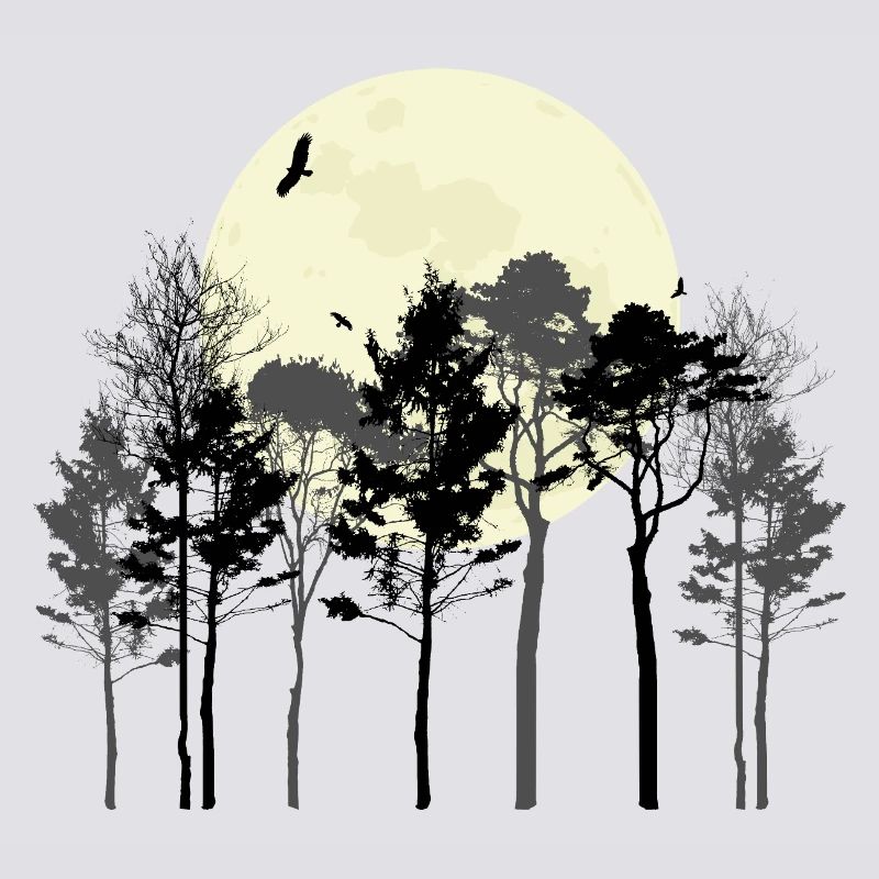 Celestial Forest Silhouette Design