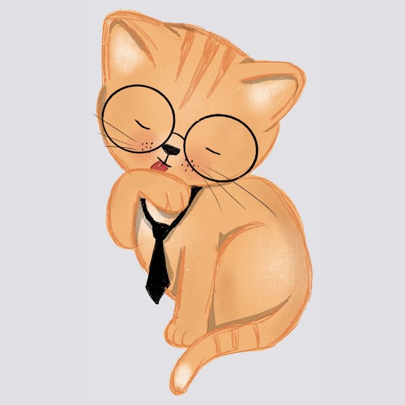 Chat de bureau avec cravate