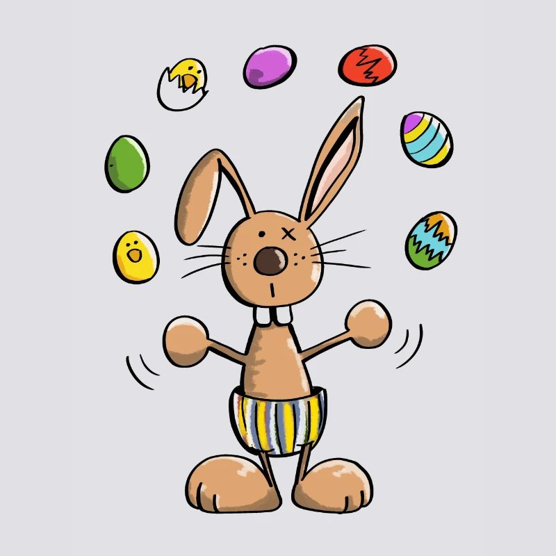 Easter bunny juggles colorful easter eggs - easter