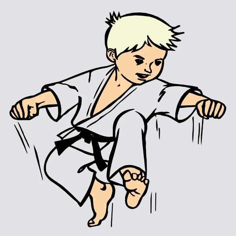Karatekind oder Judokind mit schwarzem Gürtel