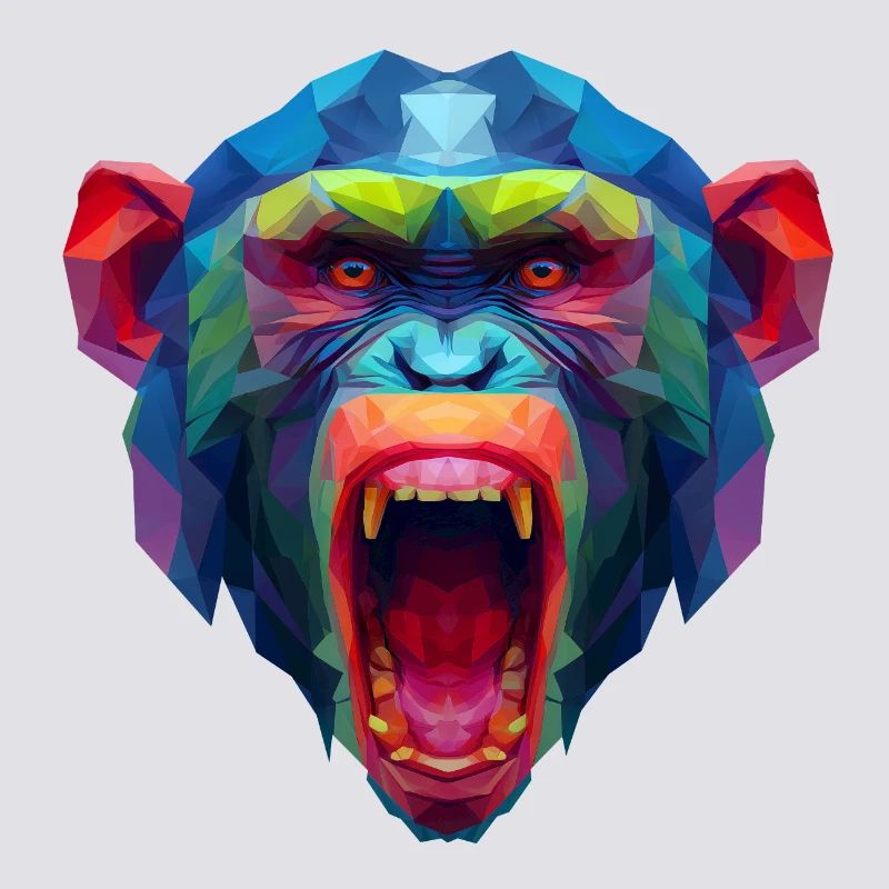 Tête de singe polygone coloré