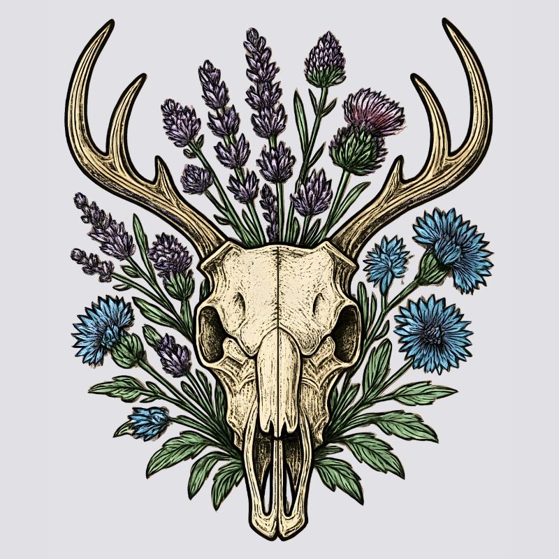 Deer bones with flower wreath