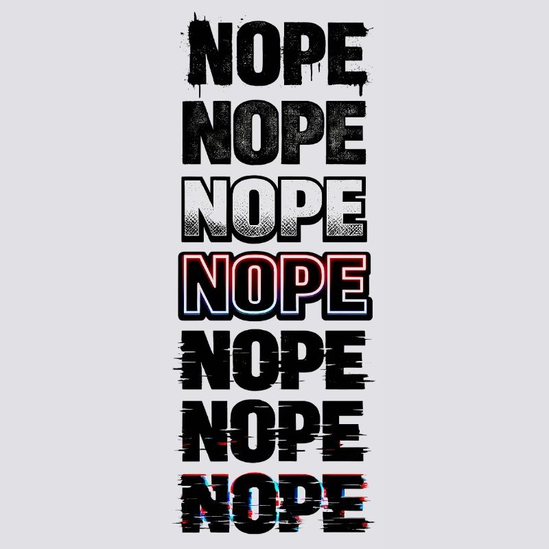 Nein, Neon-Glitch-Textstack