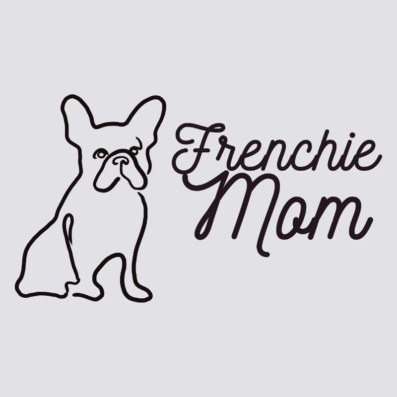Frenchie Mom Silhouette Script Lineart