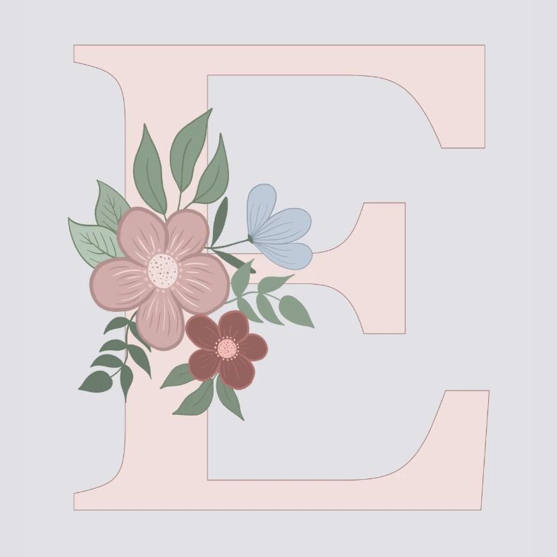 Buchstabe E mit Blume rosa