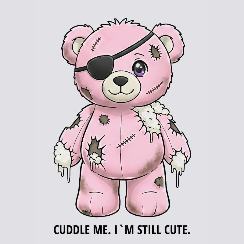 Patchwork Pink Teddy Bear with Eye Patch