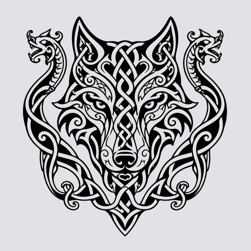 Celtic Wolf Head Knot Design