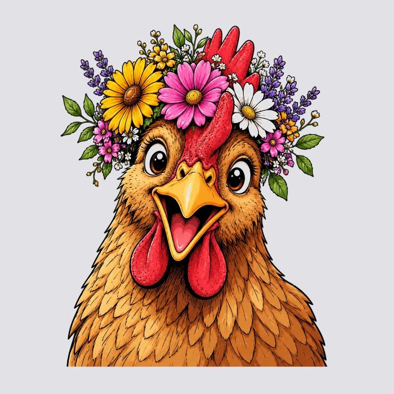 Poulet décoré de fleurs