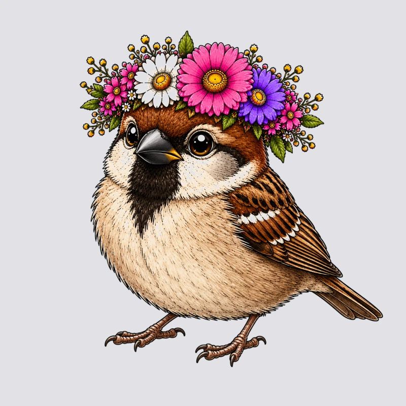 Oiseau décoré de fleurs
