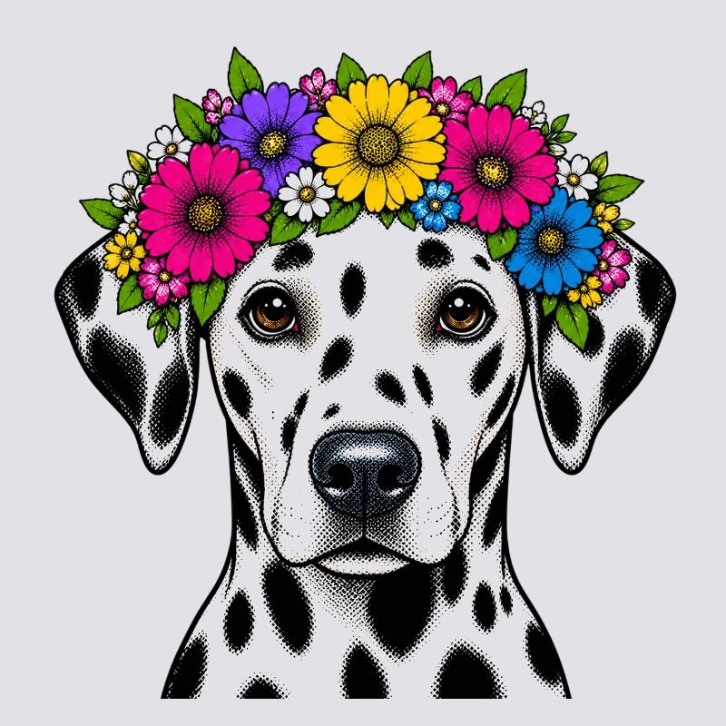 Dalmatiner mit Blumenkrone